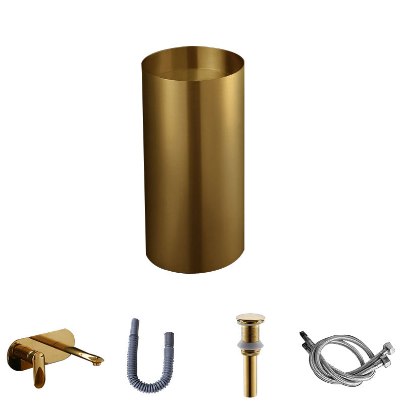Contemporary Bathroom Sink with Faucet Round Metal Pedestal Bathroom Sink