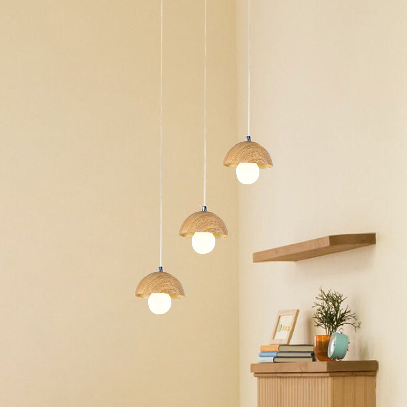 Lustre en bois multi-léger en bois multiples 3 bulbes de plafond suspend