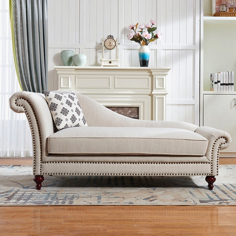 Traditional One Armed Fabric Accent Chair Rolled Arms Chaise
