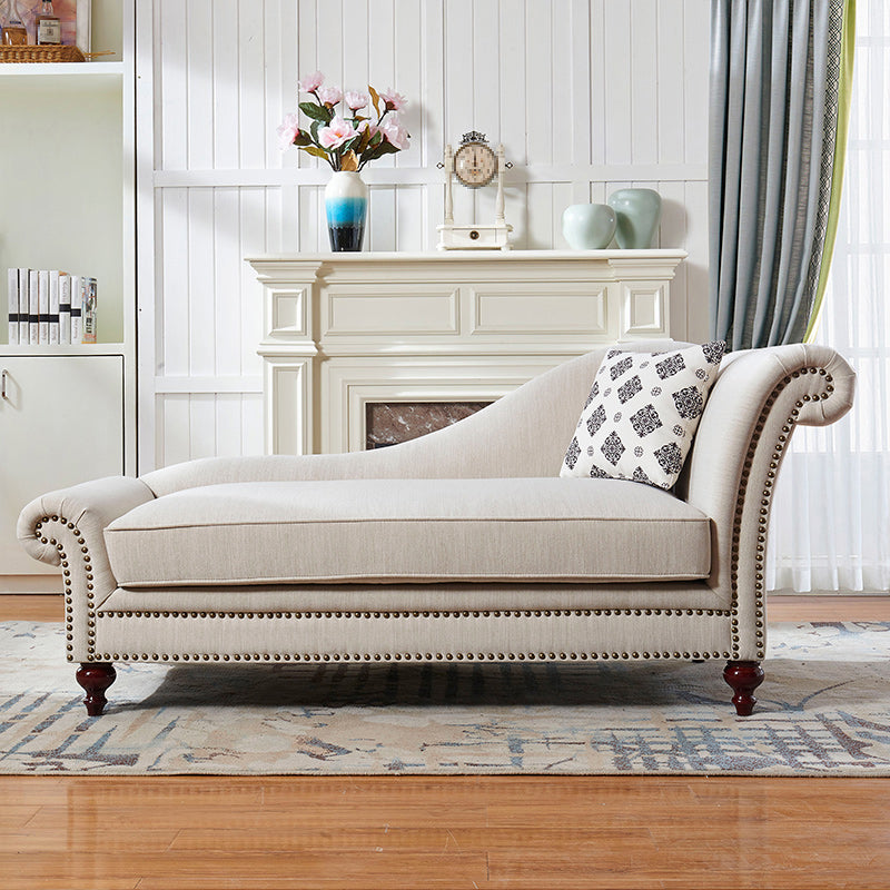 Traditional One Armed Fabric Accent Chair Rolled Arms Chaise