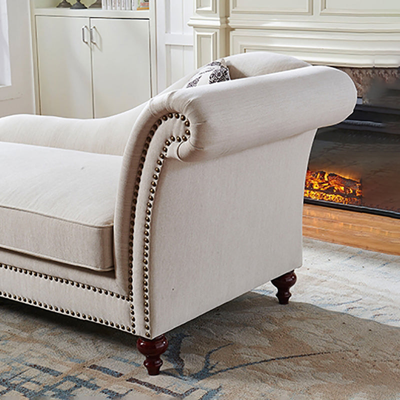 Traditional One Armed Fabric Accent Chair Rolled Arms Chaise