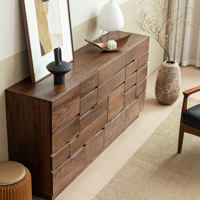 Contemporary Horizontal Dresser Wood Storage Dresser with Drawers for Bedroom