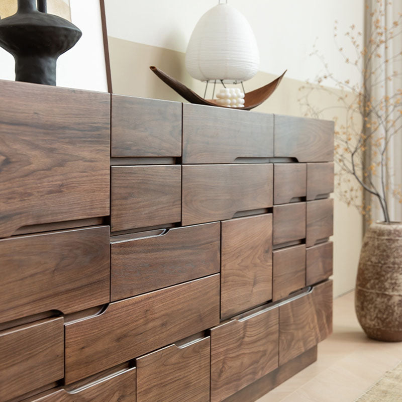 Contemporary Horizontal Dresser Wood Storage Dresser with Drawers for Bedroom