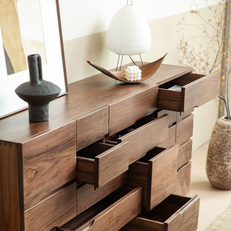 Contemporary Horizontal Dresser Wood Storage Dresser with Drawers for Bedroom