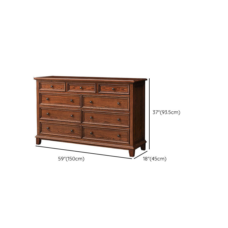 Traditional Dresser Solid Wood Storage Chest Dresser with 9 Drawers
