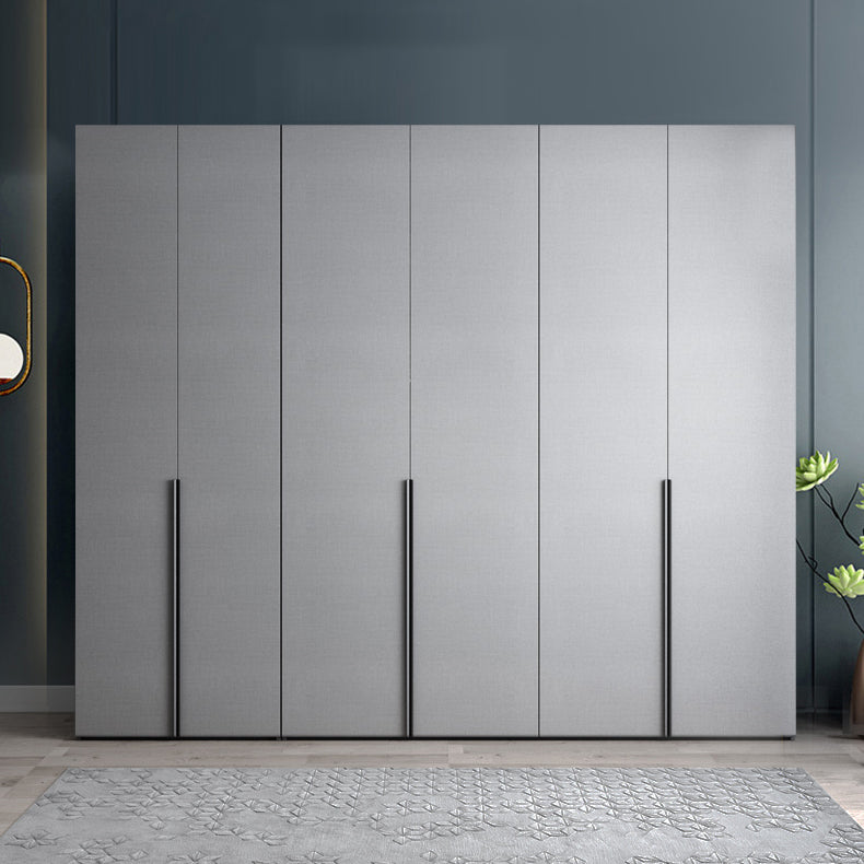 Engineered Wood Wardrobe Cabinet Modern Style Soft Close Doors Wardrobe Closet in Gray