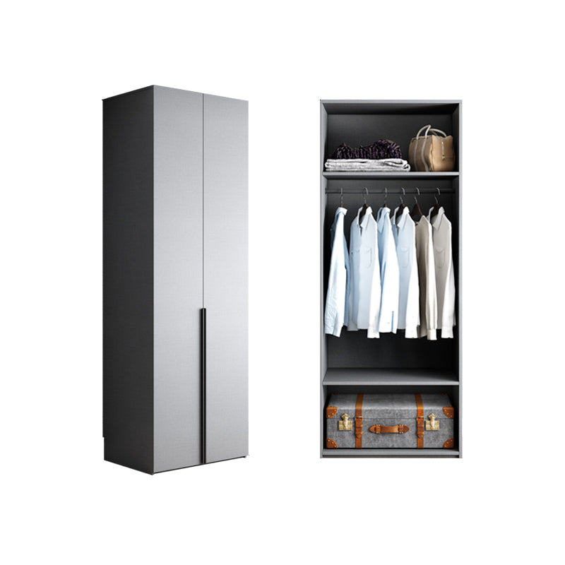 Engineered Wood Wardrobe Cabinet Modern Style Soft Close Doors Wardrobe Closet in Gray