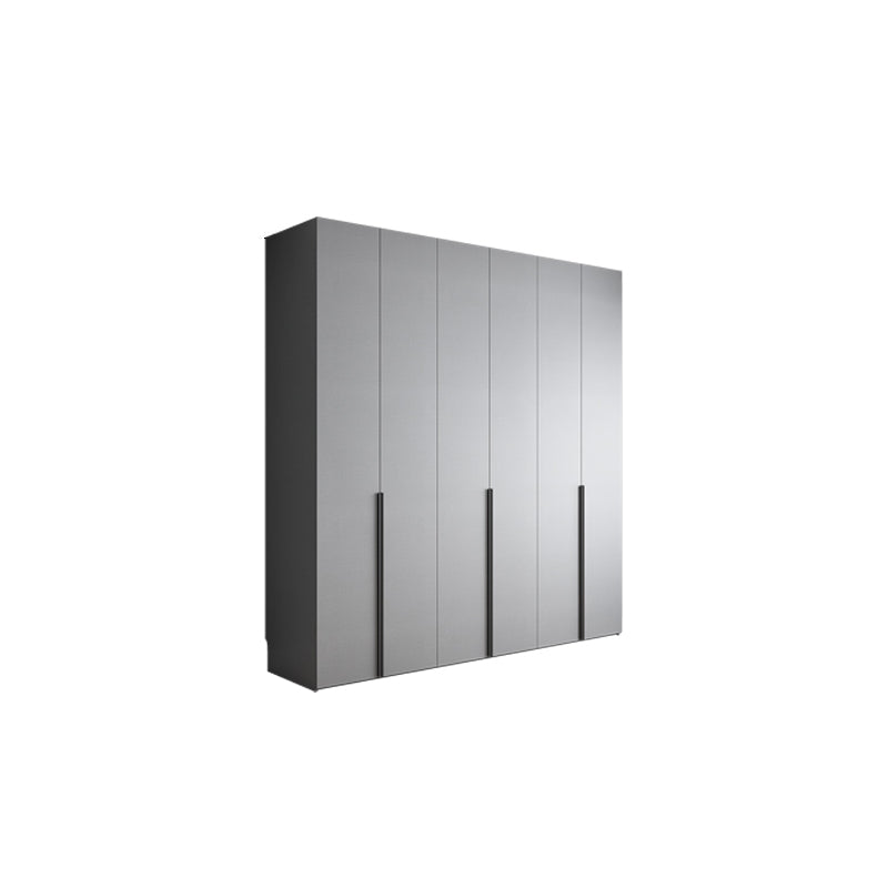 Engineered Wood Wardrobe Cabinet Modern Style Soft Close Doors Wardrobe Closet in Gray