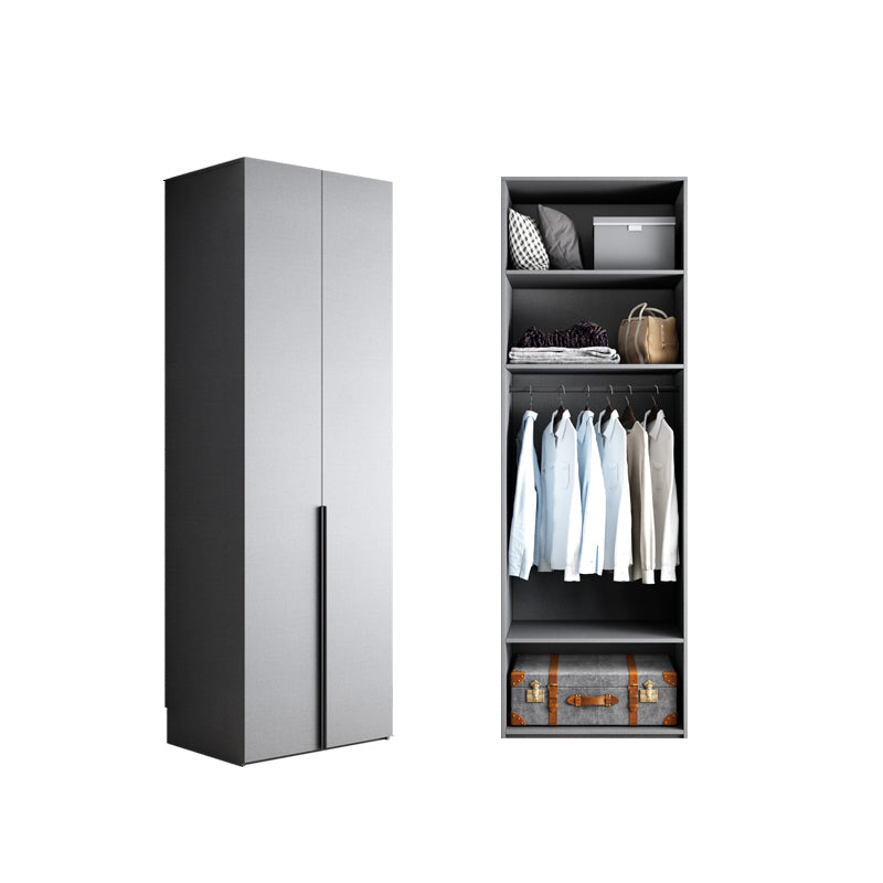 Engineered Wood Wardrobe Cabinet Modern Style Soft Close Doors Wardrobe Closet in Gray