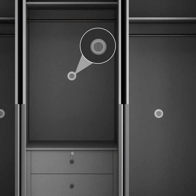 Engineered Wood Wardrobe Cabinet Modern Style Soft Close Doors Wardrobe Closet in Gray