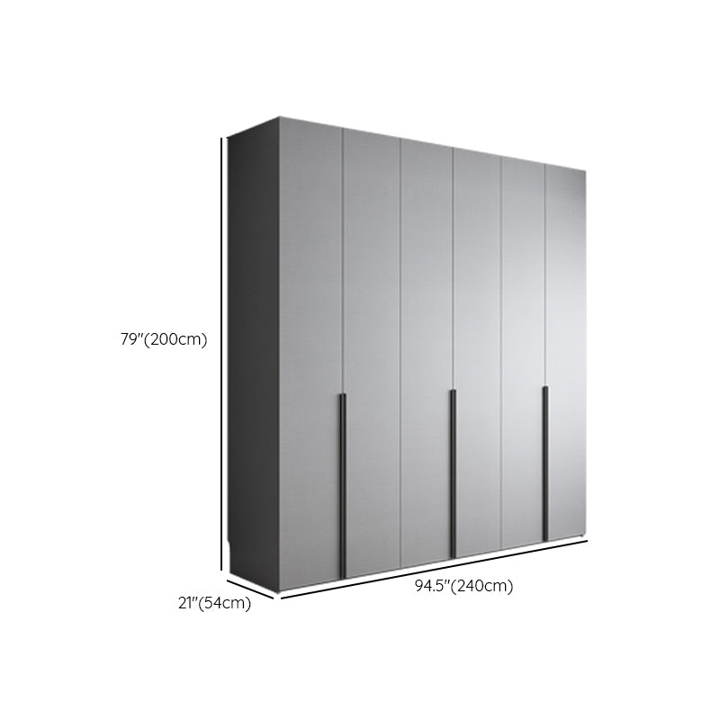 Engineered Wood Wardrobe Cabinet Modern Style Soft Close Doors Wardrobe Closet in Gray