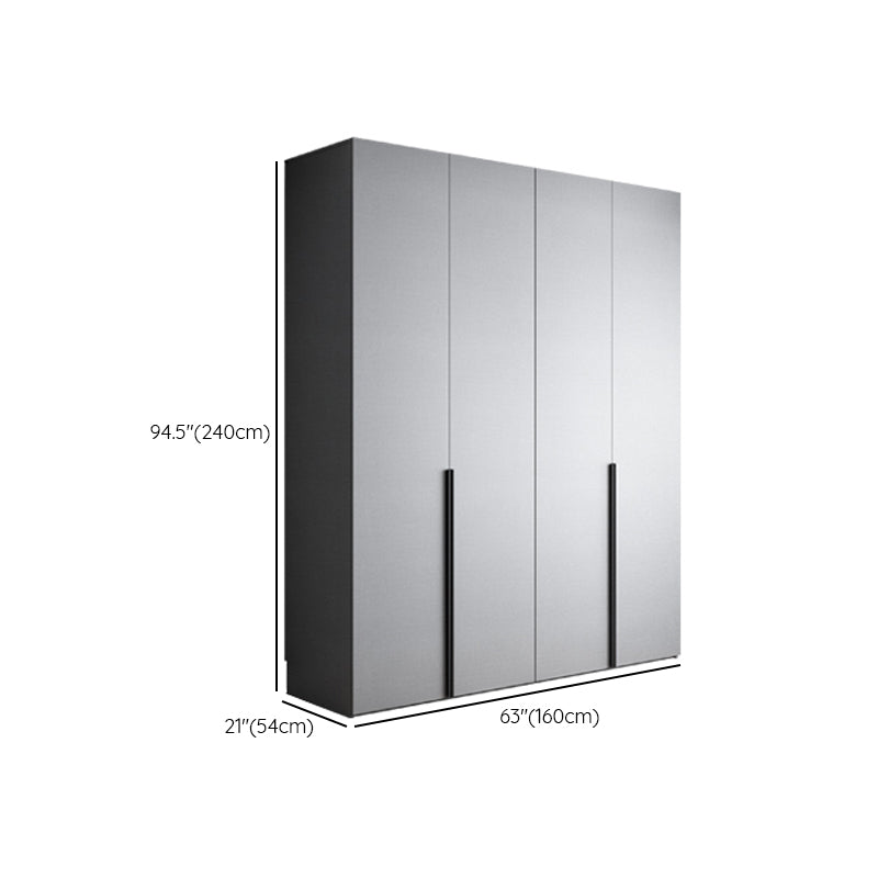 Engineered Wood Wardrobe Cabinet Modern Style Soft Close Doors Wardrobe Closet in Gray