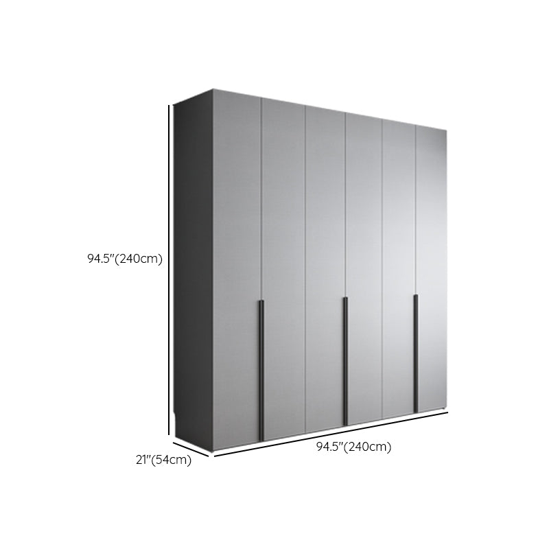 Engineered Wood Wardrobe Cabinet Modern Style Soft Close Doors Wardrobe Closet in Gray