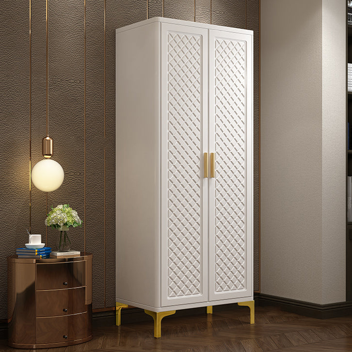 Engineered Wood Wardrobe Cabinet Glam Style Soft Close Doors Wardrobe Closet in White