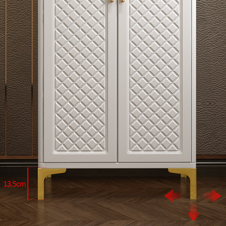 Engineered Wood Wardrobe Cabinet Glam Style Soft Close Doors Wardrobe Closet in White
