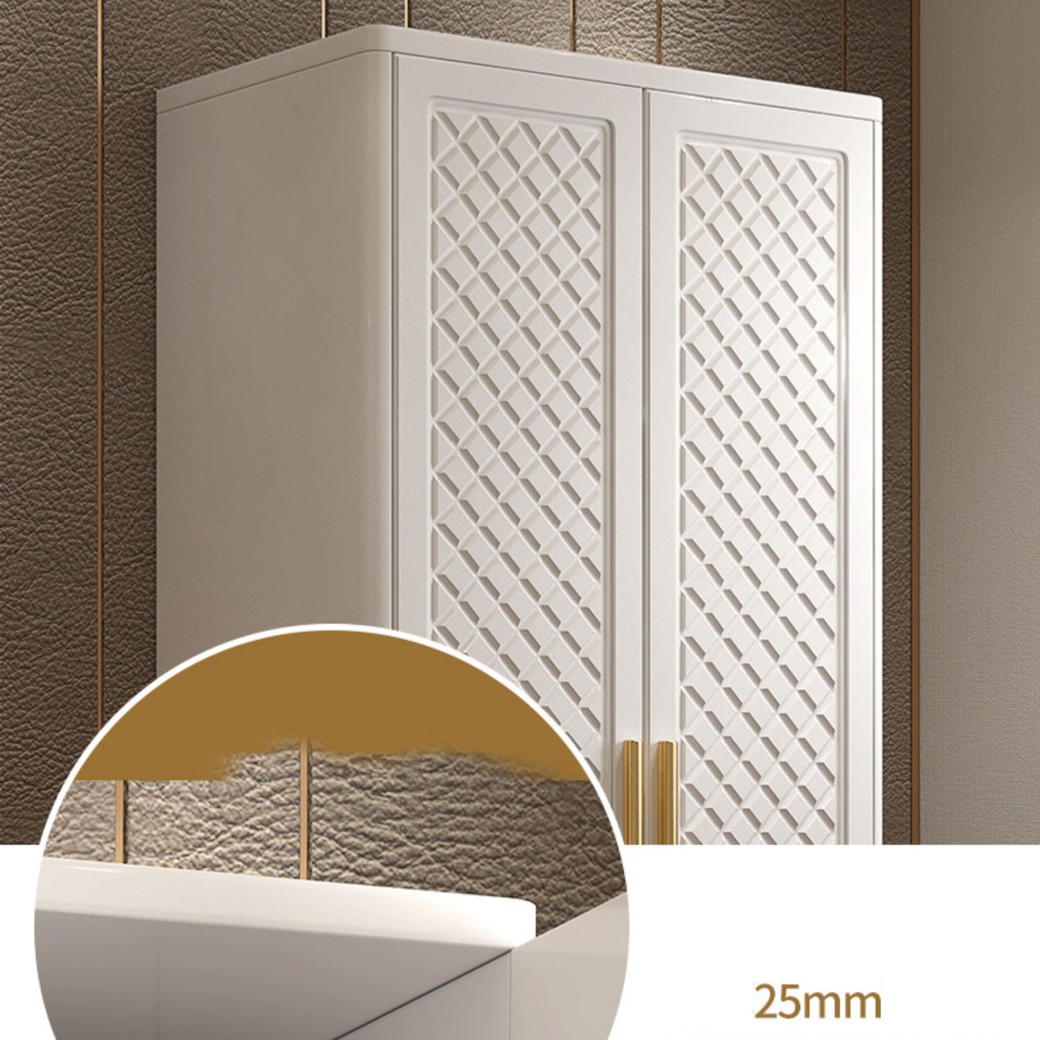 Engineered Wood Wardrobe Cabinet Glam Style Soft Close Doors Wardrobe Closet in White