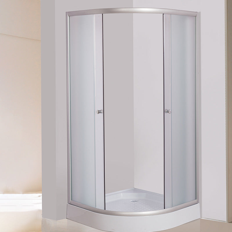Double Sliding Shower Bath Door Semi Frameless Shower Door in Silver