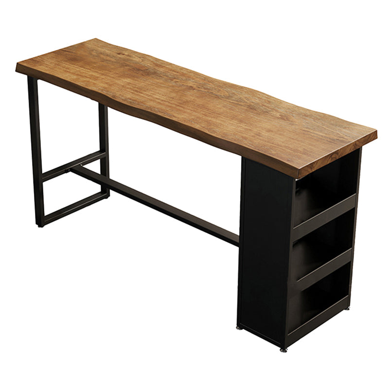 Trestle Base Bar Table Set 1/3 Pcs Solid Wood and Metal Bar Table and Stools