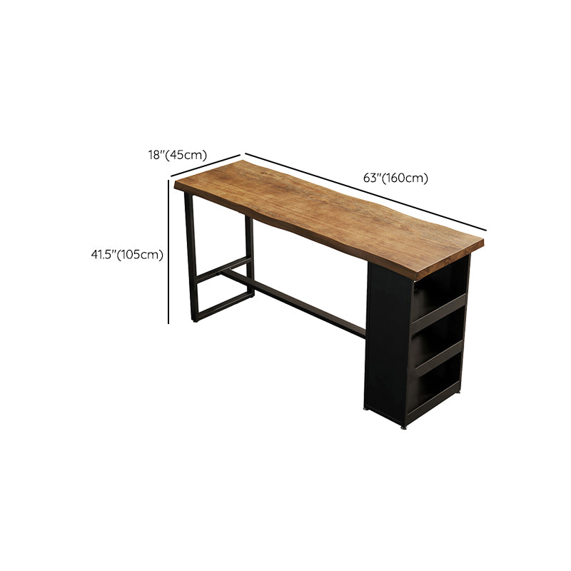 Trestle Base Bar Table Set 1/3 Pcs Solid Wood and Metal Bar Table and Stools