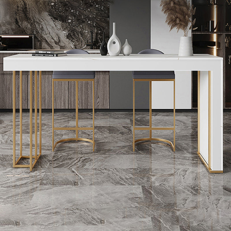 Glam Rectangle Stone Counter Table 1/3 Pieces Bar Table Set for Cafe