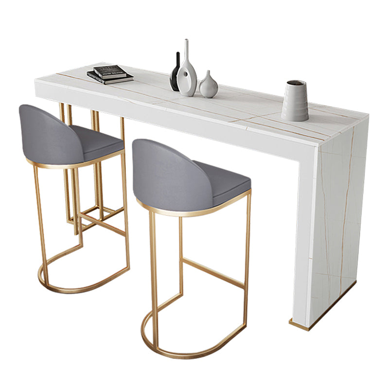 Glam Rectangle Stone Counter Table 1/3 Pieces Bar Table Set for Cafe