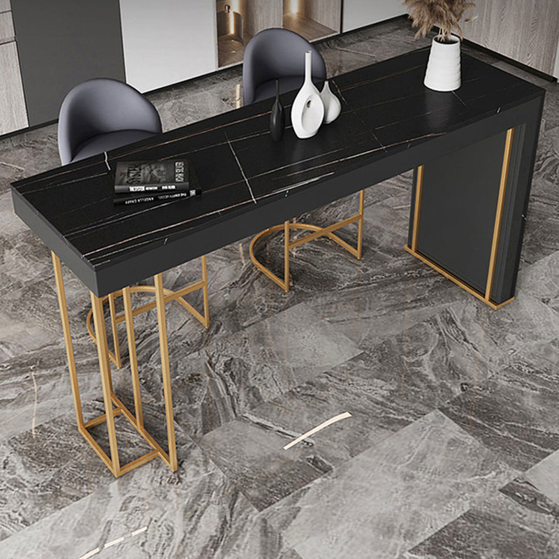Glam Rectangle Stone Counter Table 1/3 Pieces Bar Table Set for Cafe