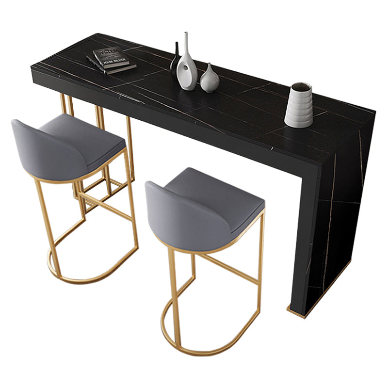 Glam Rectangle Stone Counter Table 1/3 Pieces Bar Table Set for Cafe