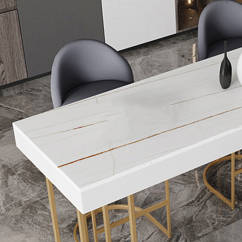 Glam Rectangle Stone Counter Table 1/3 Pieces Bar Table Set for Cafe