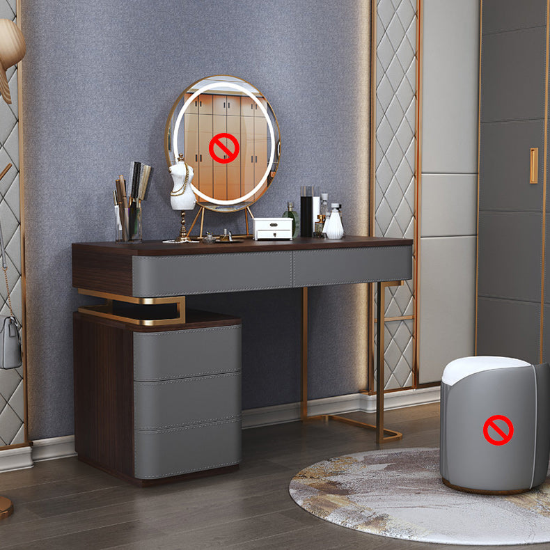 Glam Dressing Table with 5 Drawers Solid Wood Vanity Dressing Table