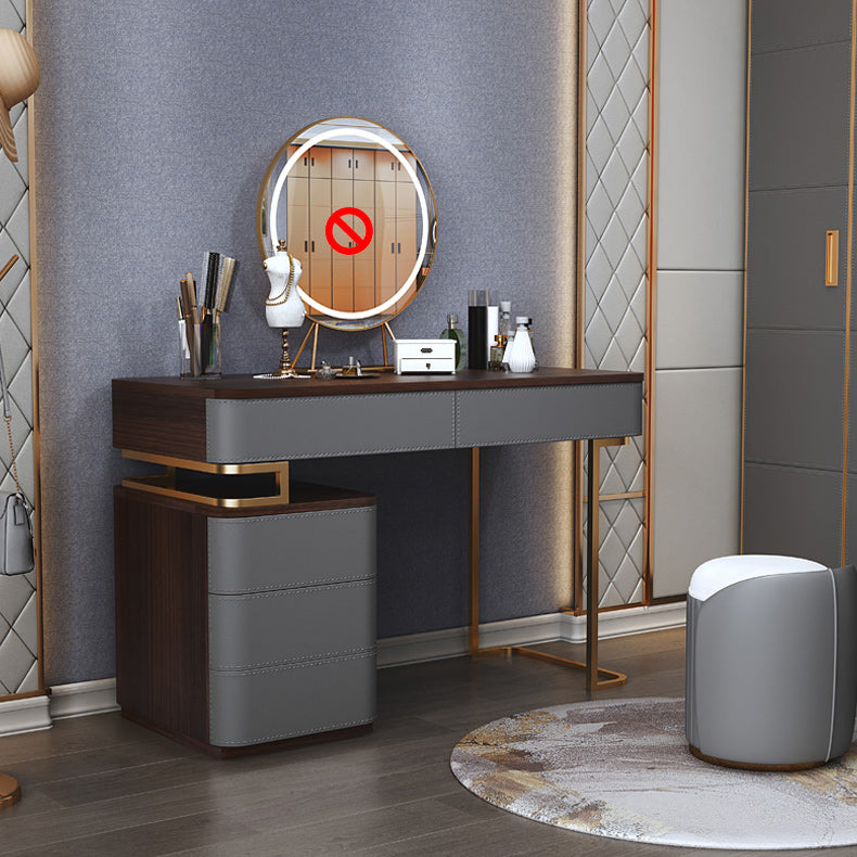 Glam Dressing Table with 5 Drawers Solid Wood Vanity Dressing Table
