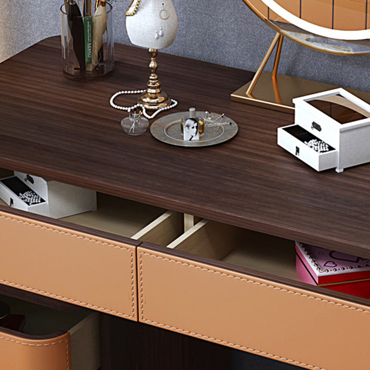Glam Dressing Table with 5 Drawers Solid Wood Vanity Dressing Table