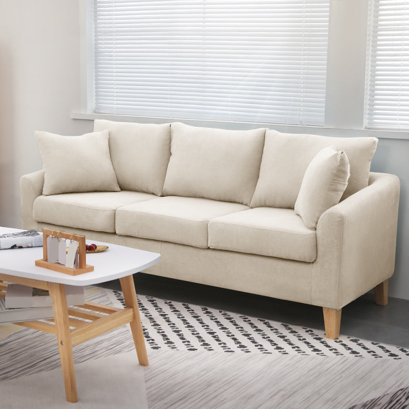 68.1" Wide Slipcovered Linen Sofa 3-Seater Loose Back Square Arm Sofa