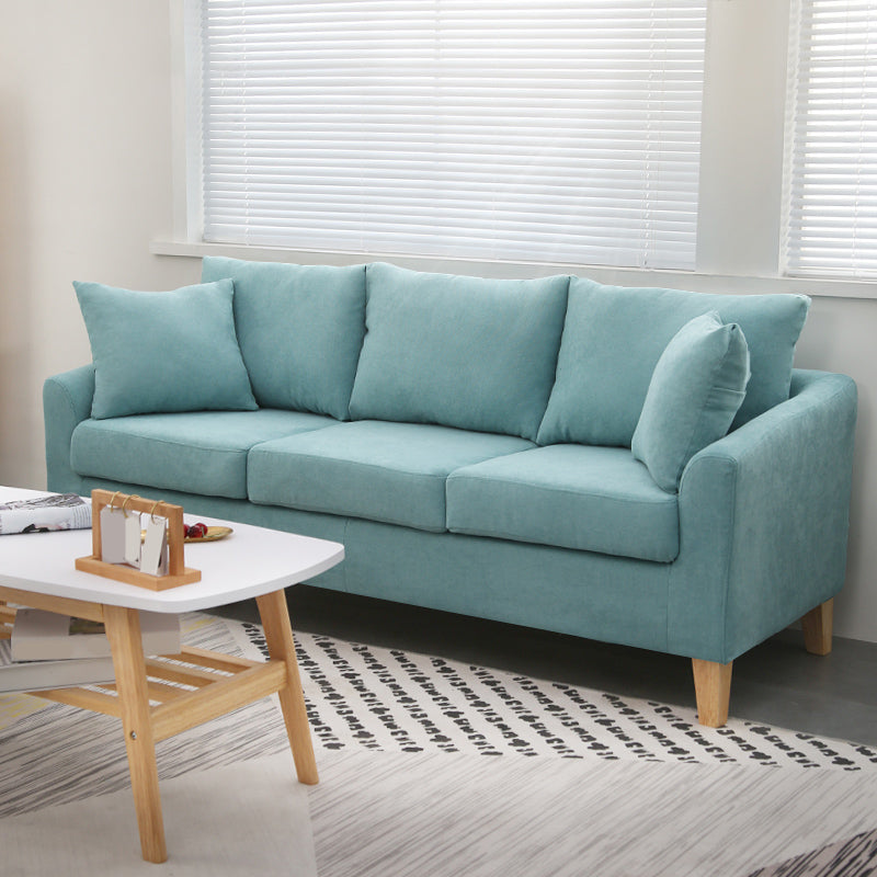 68.1" Wide Slipcovered Linen Sofa 3-Seater Loose Back Square Arm Sofa