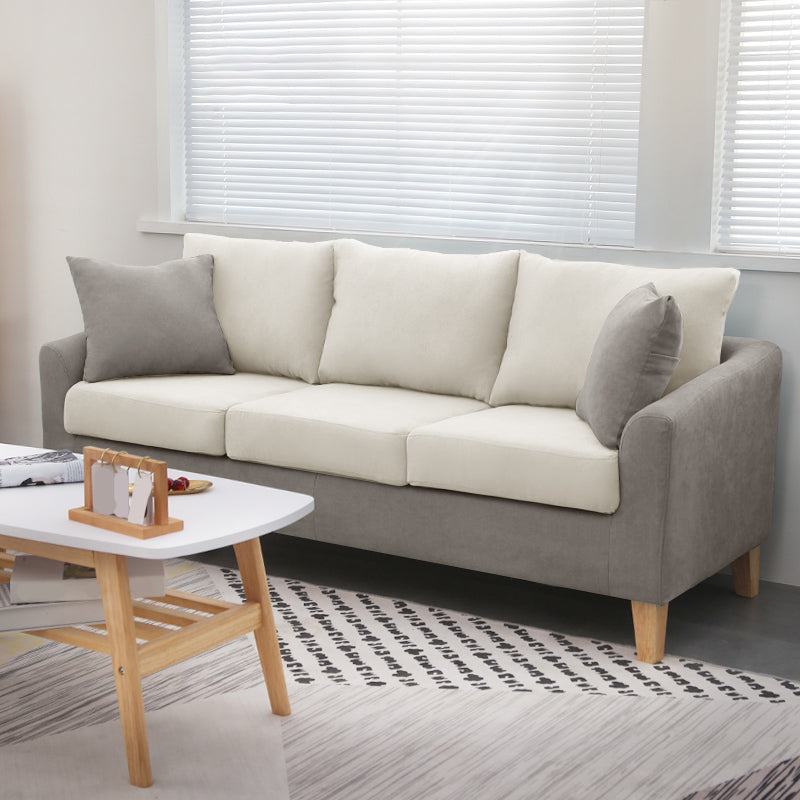 68.1" Wide Slipcovered Linen Sofa 3-Seater Loose Back Square Arm Sofa