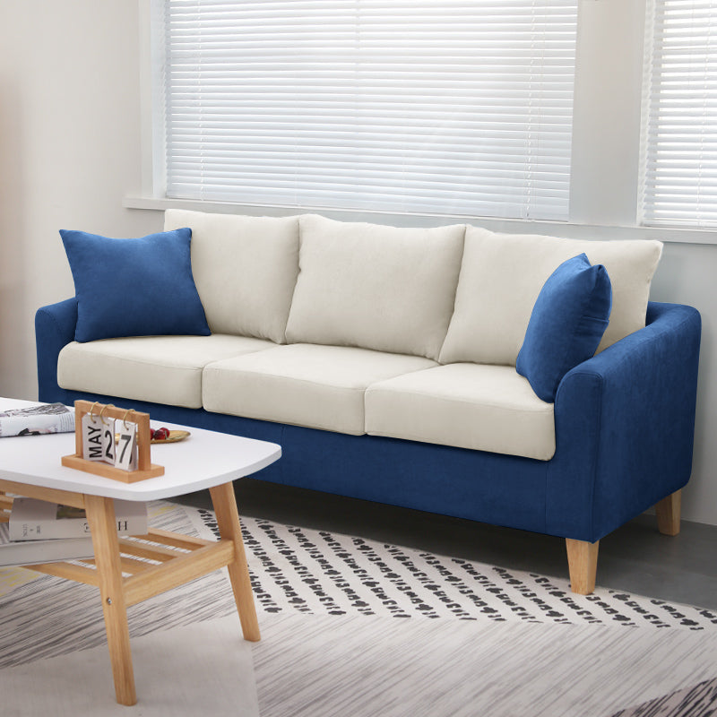 68.1" Wide Slipcovered Linen Sofa 3-Seater Loose Back Square Arm Sofa