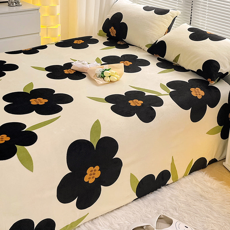 Floral Bed Sheet Flower Pattern Non-pilling Breathable Resistant Bed Sheet