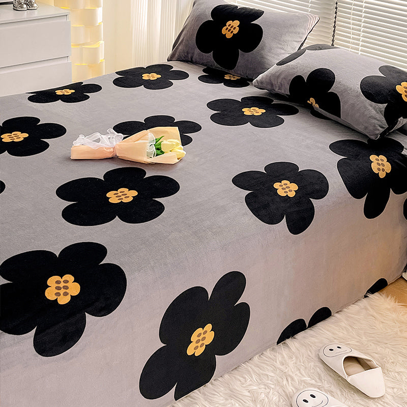 Floral Bed Sheet Flower Pattern Non-pilling Breathable Resistant Bed Sheet