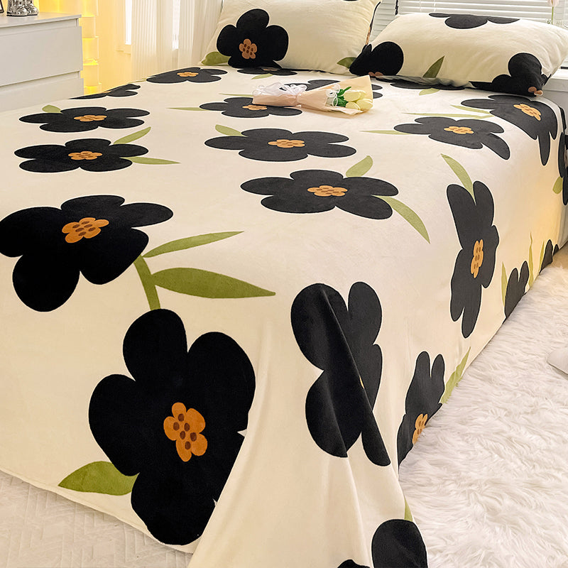 Floral Bed Sheet Flower Pattern Non-pilling Breathable Resistant Bed Sheet