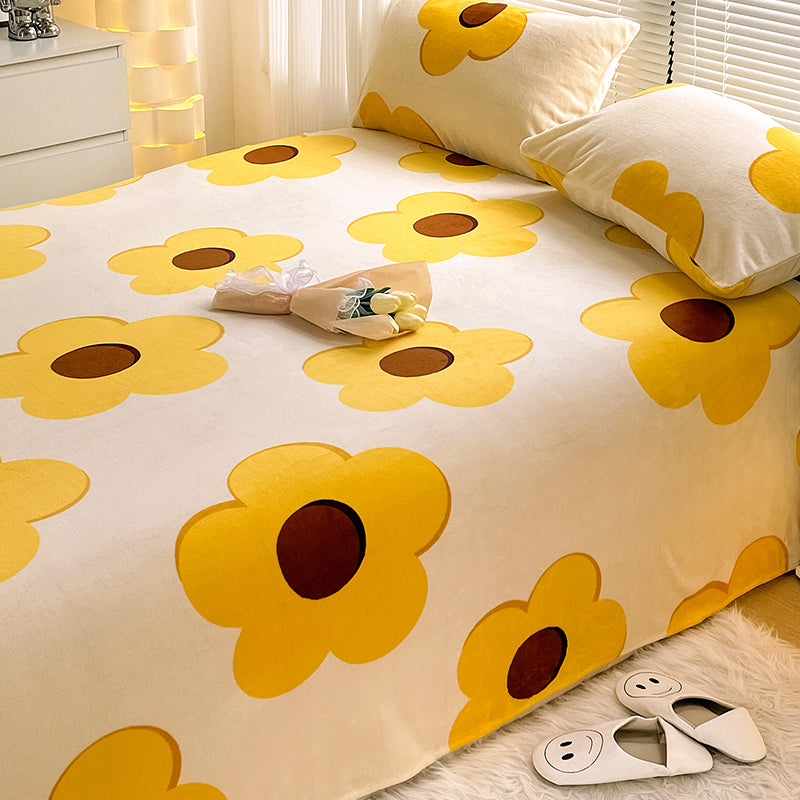 Floral Bed Sheet Flower Pattern Non-pilling Breathable Resistant Bed Sheet