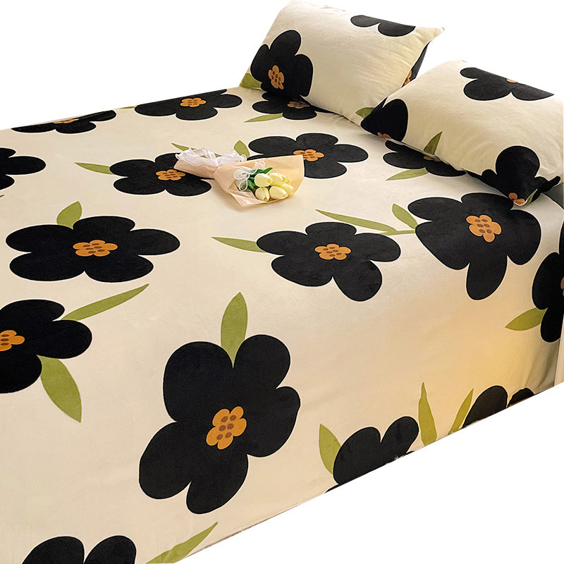 Floral Bed Sheet Flower Pattern Non-pilling Breathable Resistant Bed Sheet