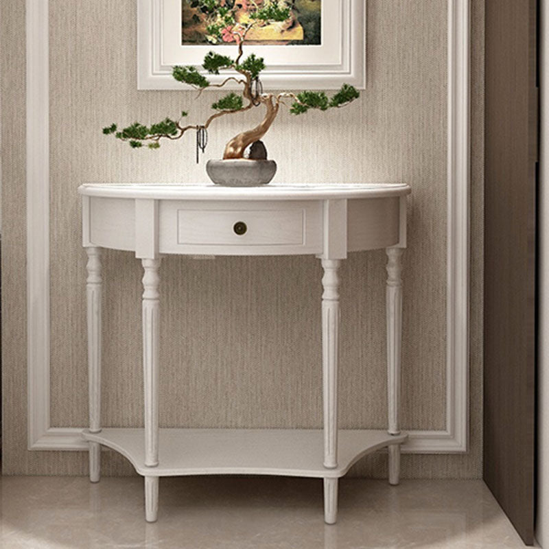 Mid Century Modern Accent Table Half Moon Wooden Console Table