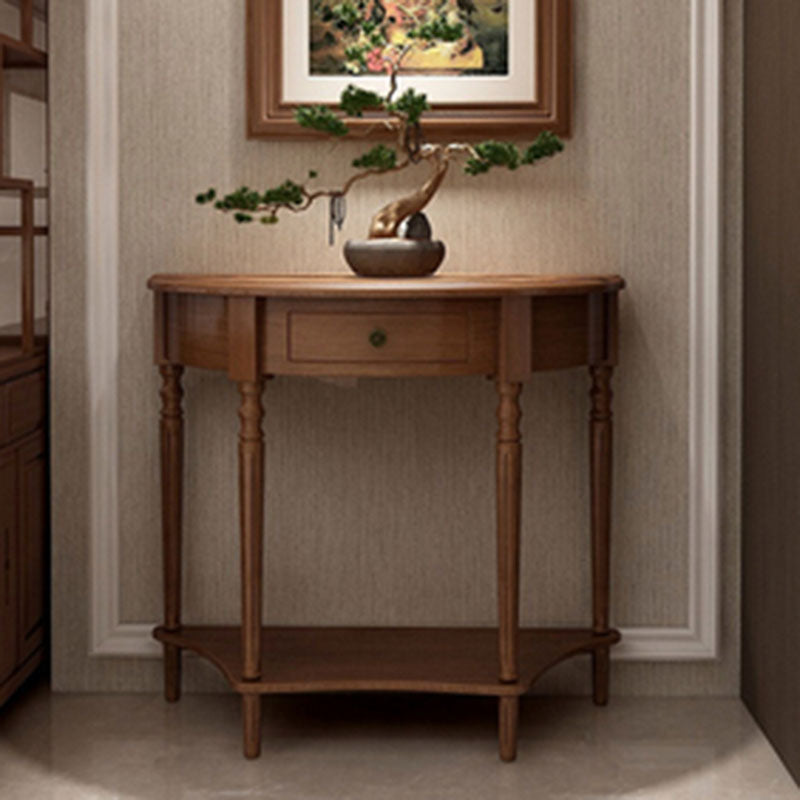 Mid Century Modern Accent Table Half Moon Wooden Console Table