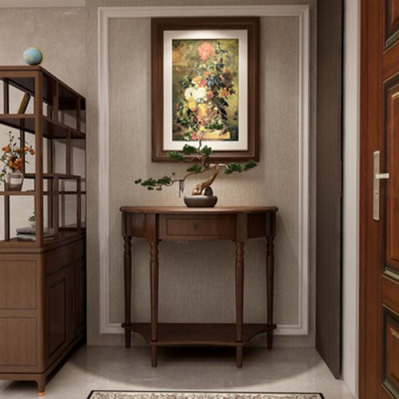 Mid Century Modern Accent Table Half Moon Wooden Console Table