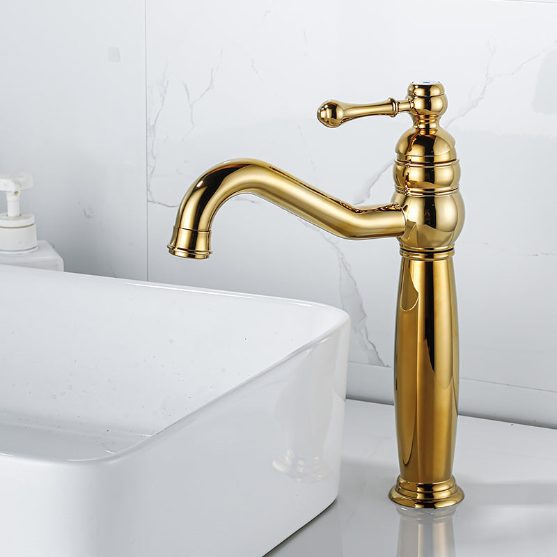 Traditional Vanity Sink Faucet Circular Single Lever Handle Vessel Sink Faucet