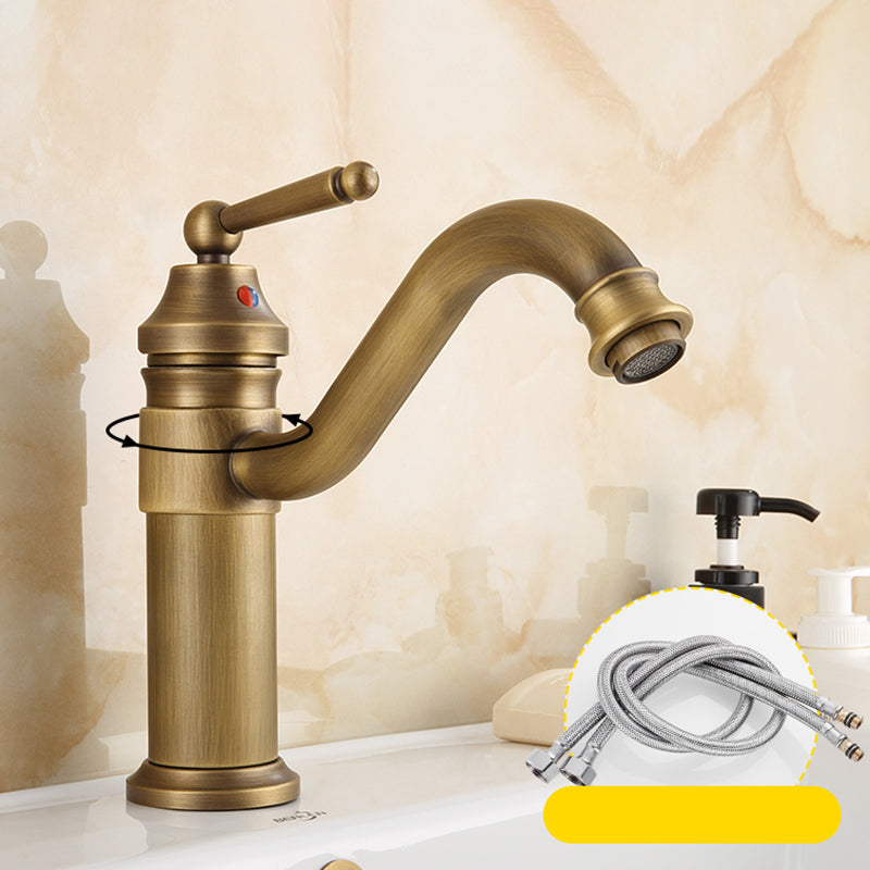 Brass Bathroom Vessel Faucet Single Lever Handle Circular Sink Faucet with Water Hose