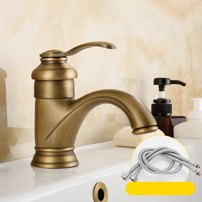 Brass Bathroom Vessel Faucet Single Lever Handle Circular Sink Faucet with Water Hose