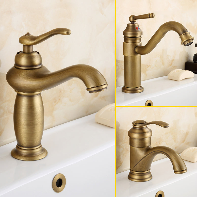 Brass Bathroom Vessel Faucet Single Lever Handle Circular Sink Faucet with Water Hose