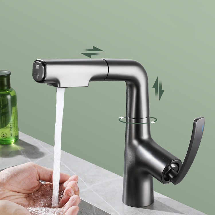 Stainless Steel Bathroom Faucet Swivel Single Lever Handle Circular Vessel Sink Faucet