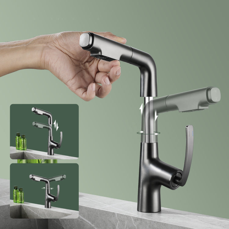 Stainless Steel Bathroom Faucet Swivel Single Lever Handle Circular Vessel Sink Faucet