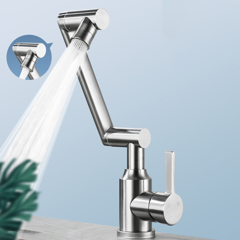Swivel Spout Vessel Sink Faucet Stainless Steel Lever Handle Sink Faucet with Water Hose